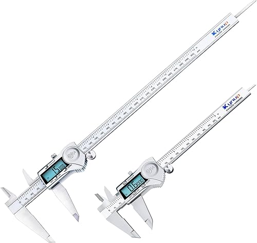 Kynup 0-12 Inch Digital Caliper, Caliper Measuring Tool with Stainless Steel, IP54 Waterproof Protection Design, Easy Switch from Inch Metric Fraction, Large LCD Screen (200mm/300mm) - Poueer
