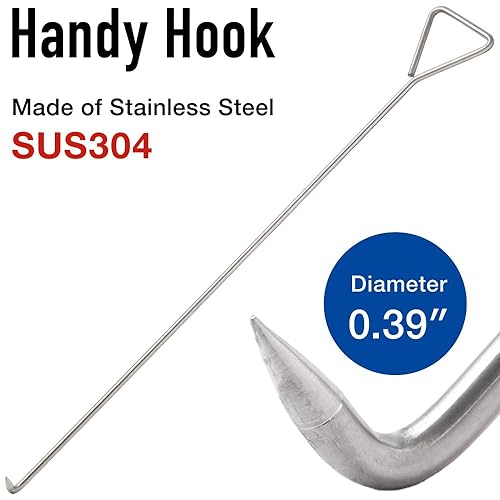 Manhole Lifting Hook 36 inch, Manhole Lifter Puller for Top Covers, Tank Lids, Heavy Duty Stainless Steel 10mm with Handle - Poueer
