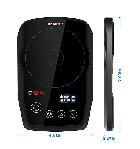 FOUR E'S SCIENTIFIC Ultra-Flat Magnetic Stirrer, Mini Magnetic Mixer Stir Plate Lab Stirrers 50-1500RPM | NO Heating | OLED Display | Max. Stirring Capacity: 1000mL (Black) - Poueer