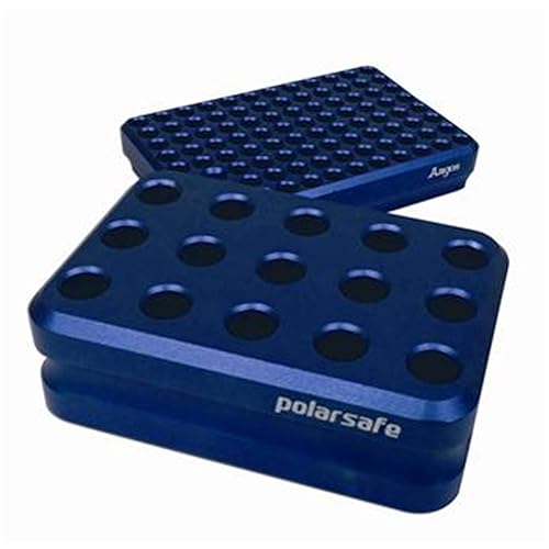 CB15 Polarsafe Aluminum Cooling Block 15-Well for 1.5-2.0 mL Tubes, Blue - Poueer
