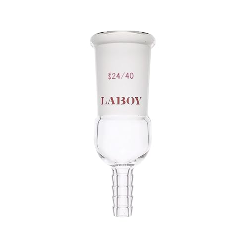 Laboy Glass Vacuum Inert Gas Inlet Adapter With 24/40 Outer Glass Joint & 8mm Hose Connection Organic Chemistry Lab Glassware 5 pcs - Poueer