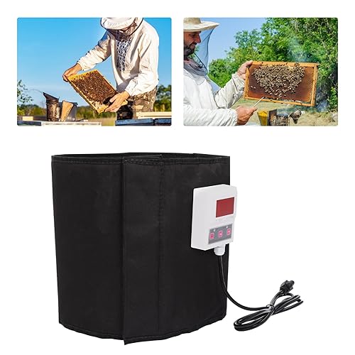 5 Gallon Honey Bucket Heater, 110v 400w Honey Bucket Blanket Pail Heater with Temperature Control 68-230℉, Adjustable Honey Electric Bee Blanket with Fixed Thermostat - Poueer