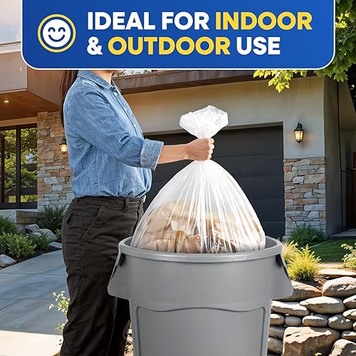 20-30 Gallon Trash Bags, Clear Trash Bags 30'W x 37'L, 8 Micron Clear Garbage Bags, 20-30 Gal High-Density Garbage Can Liners, Fits Square and Round Trash Cans, Pack of 500 - Poueer