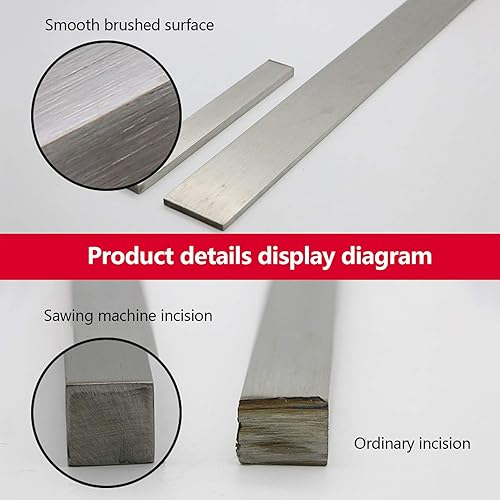 304 Stainless Steel Flat Bar Thickness 8mm Width 10-50mm Solid Flat Bar Good Stability Length 500 mm,8×20×500mm - Poueer