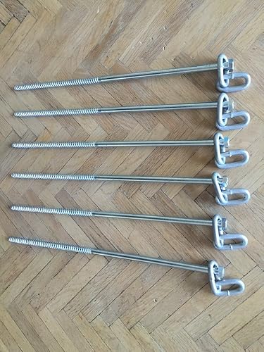 14' Lag Bolts, Pack of Six with Chains for anchoring Tents or Structures - Poueer