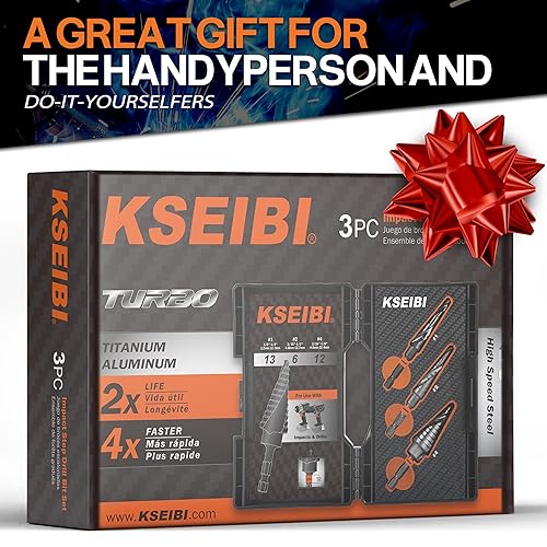 KSEIBI Unibit 3-Piece High-Speed Steel Step Drill Bit Set - for Stainless Steel, Aluminium, Wood - Poueer