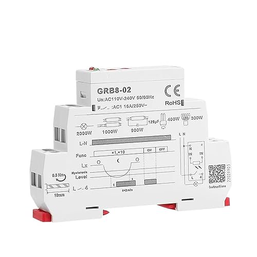 GRB8-01/02 Din Rail Twilight Switch Photoelectric Timer Light Sensor Relay AC110V-240V Auto ON Off - Poueer