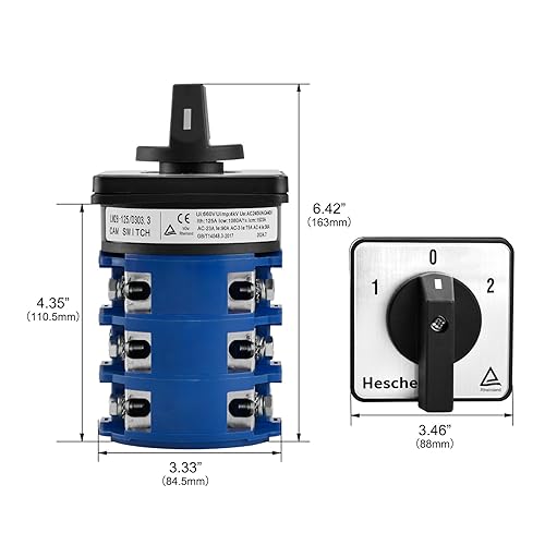Rotary Changeover Cam Switch LW28-125/D303.3 125A 660VAC ON/Off/ON 3 Position 3 Phase 12 Terminals CE - Poueer