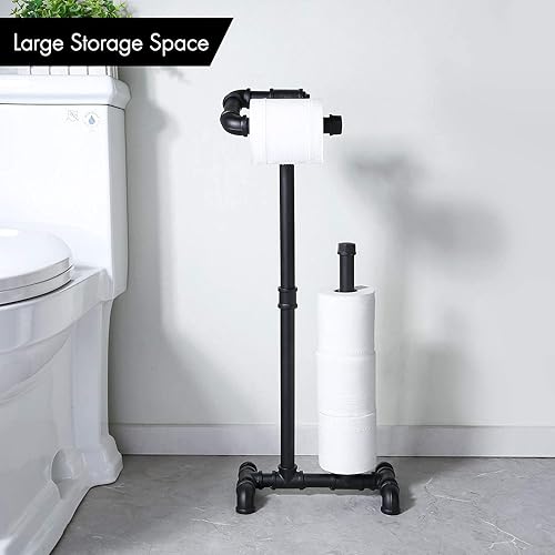 KES Toilet Paper Holder Stand with Reserve Industrial Pipe Toilet Paper Holder Bathroom Toilet Paper Storage Black, BPH503A-BK - Poueer