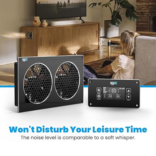 12' USB Quiet Cabinets Cooling Fan System with Smart Controller, for Home Theater AV Cabinets,Plant House, pet Kennel - Poueer