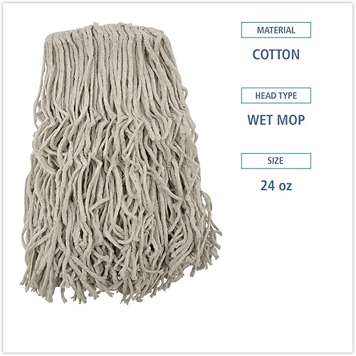 Boardwalk CM20024 Banded Cotton Mop Heads, 24oz, White, 12/carton - Poueer
