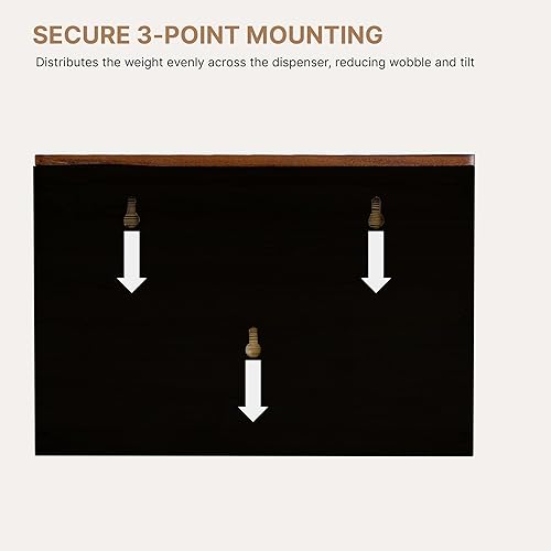 eBun Bamboo Folded Paper Towel Holder – Wall Mount & Countertop Paper Towel Dispenser for Bathroom, Kitchen & Office – Fits C-Fold, Multifold, Z-Fold Towels – Rustic Modern Design, Black - Poueer