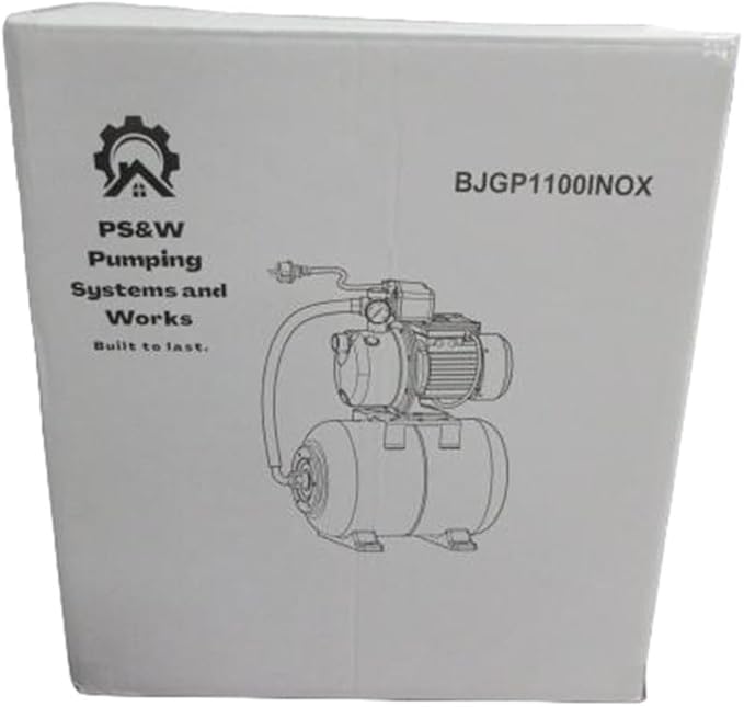 PS&W 1.5HP Shallow Well Pump with Pressure Tank, 1500GPH, 115V, Stainless Steel Irrigation Pump, Automatic Water Booster Jet Pump for Home, Garden, Lawn - Poueer