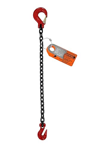 Chain Sling - 9/32' x 10' Single Leg with Grab and Sling Hook - Grade 80 - Poueer