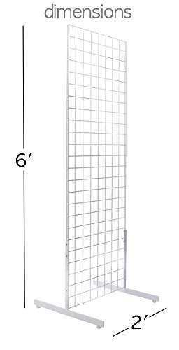 Only Hangers 2' x 6' Gridwall Panel Tower with T-Base Floorstanding Display Kit, 3-Pack White … - Poueer