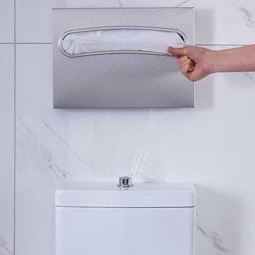 Toilet Seat Cover Dispenser - Enhanced Anti-Fingerprint Coating, HighQuality Stainless Steel, Wall-Mounted for Commercial Bathrooms - Holds 250 Seat Covers - Gold - Poueer