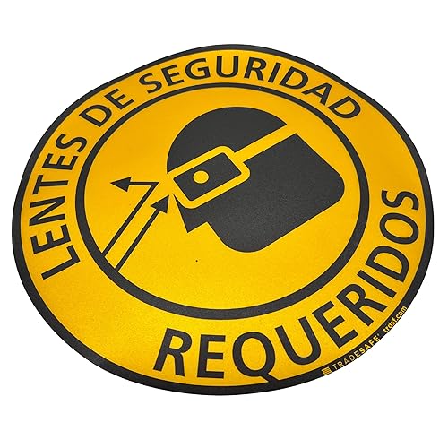 TRADESAFE Safety Glasses Required Anti-Slip Floor Sticker - Eye Protection Required Caution Sign, Peel and Stick Adhesive Vinyl Sign, ANSI-Compliant, 17” Diameter Round Sticker - Poueer