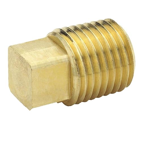 211P-6-pk20 Square-Head Plug Pipe Fitting, 3/8' Male Thread, Brass (Pack of 20) - Poueer