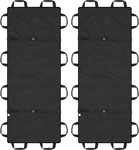 2 Pcs 72' x 27' Portable Foldable Stretcher with 12 Rubber Foam Handles Medical Emergency Lightweight Patient and Animals Transport Stretcher for Rescue First Aid(Black) - Poueer