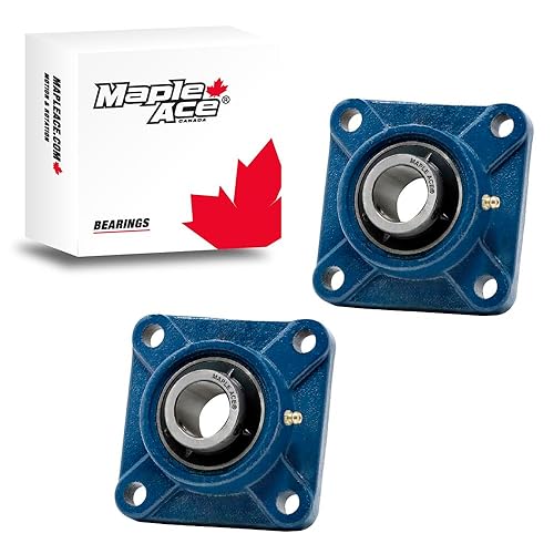 MAPLE ACE UCF209-28 Square Flange Bearing 1-3/4' Bore, 4-Bolt Self-Aligning, Solid Base, Heavy Duty (Qty 4) - Poueer