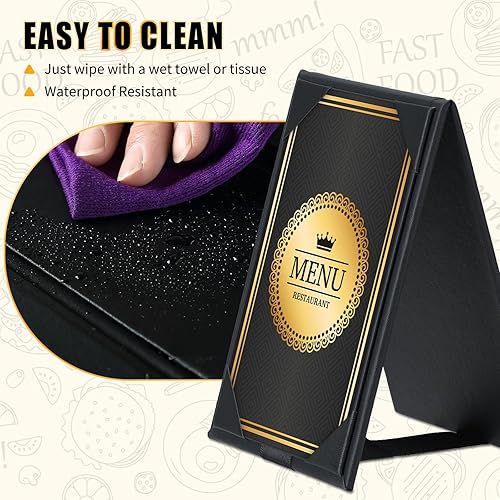 30 Pack Double-Sided Menu Holders 4'x 6', PU Leatherette A-Frame Table Tents for Restaurant, Bar, Cafe, Wedding, Durable and Foldable Design (30 Pack, 4' x 6') - Poueer