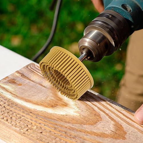 HARFINGTON 5pcs Bristle Disc 2' 50 Grit Abrasive Brush Deburring Electric Disc Brush with Quick Change Roll Lock Abrasive Coating Removal Disc for Metal, Green - Poueer