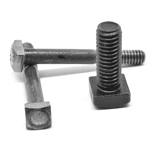 1/4'-20 x 1 1/4' (PT) Coarse Thread A307 Grade A Square Head Machine Bolt Low Carbon Steel Plain Finish Pk 100 - Poueer