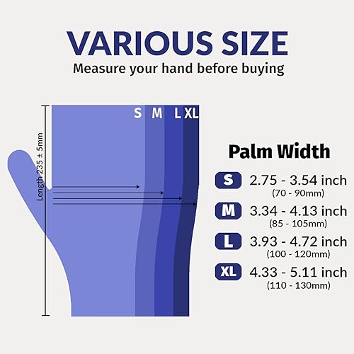 Klex Nitrile Exam Gloves - Medical Exam Grade, Powder Free, Rubber Latex Free, Strong 3.5mil, Food Safe, Lavender - Poueer