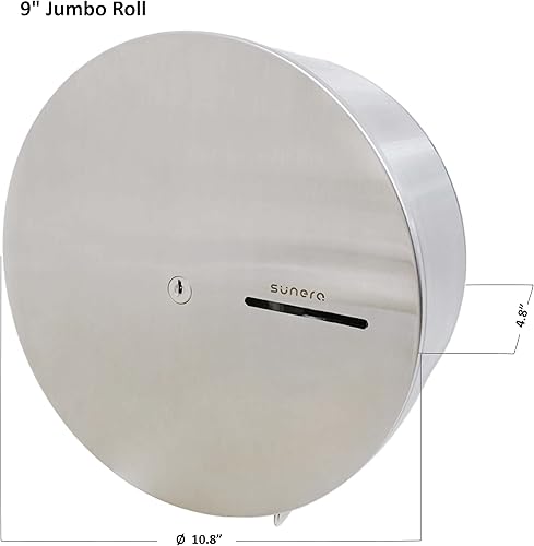 Sunera 9' Jumbo Roll Toilet Paper Dispenser Wall Mount Jumbo Toilet Tissue Holder Single Roll Toilet Paper Holder 304 Stainless Steel Brush Commercial & Home use - Poueer