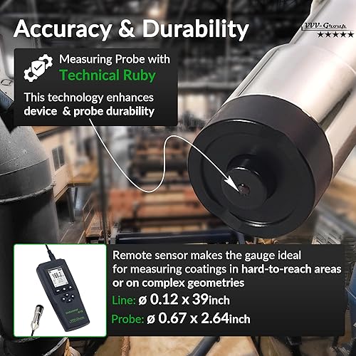 Digital Professional Coating Thickness Gauge Industrial-818 Paint Meter for Fe/NFe with Measuring Range: 0-197 mils | Resolution 0,001 mils - Poueer