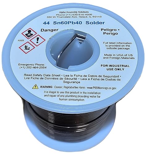 Kester Solder24-6040-0061 Solder Wire, 60/40 Sn/Pb, 190°C, 453.592G, Diameter: 0.062'Inch (1.50mm), Kester 'Yellow' Label (Rosin) - Poueer