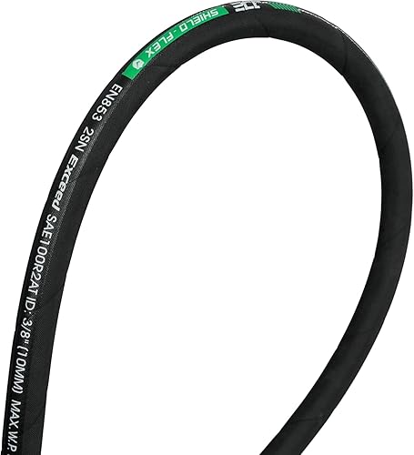 Haichy 1/4 in x 50 ft Hydraulic Hose, 5800 PSI, Black, Rubber, Hydraulic Hose, 1 each - Poueer