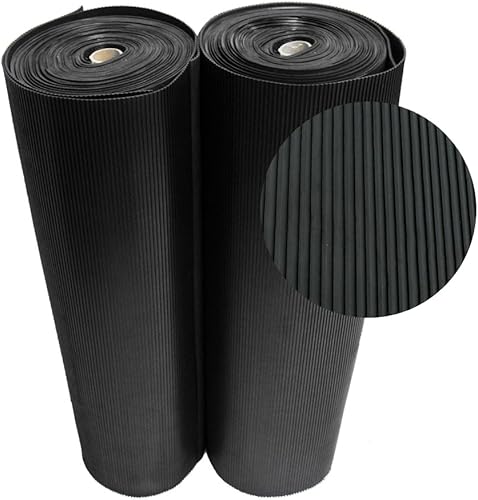Rubber-Cal 'Ramp-Cleat' Non-Slip Outdoor Rubber Mats - 1/8 in x 3 ft x 8 ft Floor Mat - Poueer
