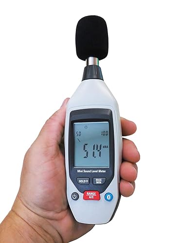 Sper Scientific Decibel Meter 850019 w/Bluetooth, Sound Level Meter 35 to 130 dB, SPL Meter A/C Weighted, Dual Range, Max/Min & Data Hold, Compact Audio Noise Measuring Device, Large Backlit Display - Poueer
