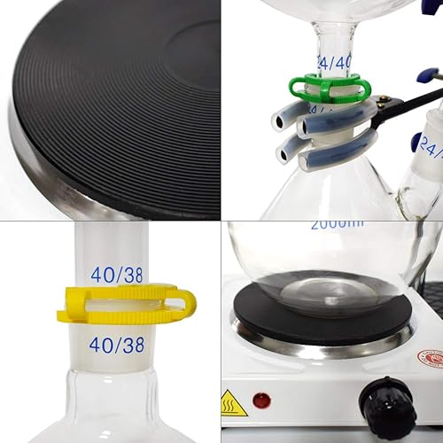 2000ml Essential Oil Distillation Apparatus Lab Glassware Kits Steam Water Distiller Purifier Kits w/Hot Stove Separating Funnel Graham Condenser S35 and 24/40 Joint - Poueer