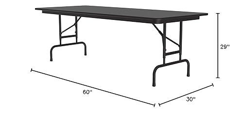 Correll 30'x60' Commercial Duty Adjustable Height Folding Table, Black Granite Melamine Top 5/8' Thick Core, Made in The USA, Steel Apron (CFA3060M-07) - Poueer