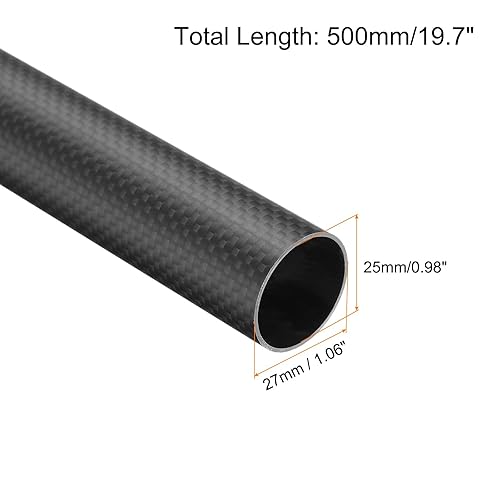 uxcell 4Pcs Carbon Fiber Tubes 25 x 27 x 500mm Matte Surface Rod 3K Roll Wrapped Carbon Round Tubing for RC Airplane Quadcopter Multicopter - Poueer