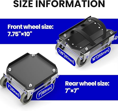 Snowmobile Dolly Sets Heavy Duty V-Slide with 3' PP/TPR Swivel Casters and Rubber Pad Protecting Skis 1500 lbs Capacity(Gray) - Poueer