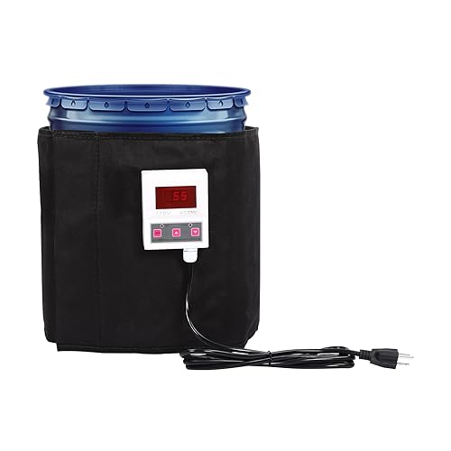 5 Gallon Honey Bucket Heater, 110v 400w Honey Bucket Blanket Pail Heater with Temperature Control 68-230℉, Adjustable Honey Electric Bee Blanket with Fixed Thermostat - Poueer