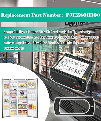 PJEZS0H100 Digital Thermostat Controller with Temperature Sensor Probe 115V Compatible with Carel and All Refrigerator Types for Carel Temperature Controller （with Mounting Hardware - Poueer
