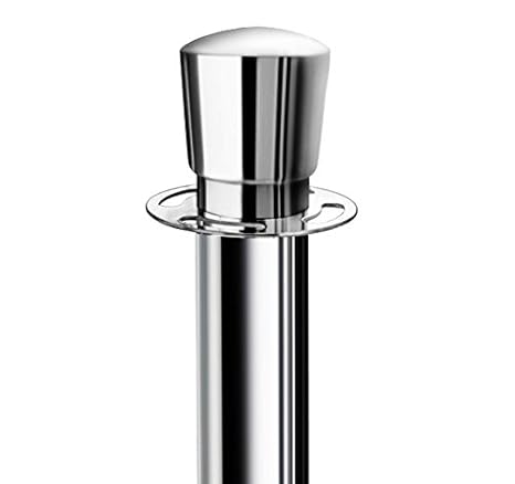 New Star Foodservice 535634 Round Top Brass Plated Stanchions, Set of 2 Posts with 1 of 79.5-Inch Red Velvet Rope - Poueer