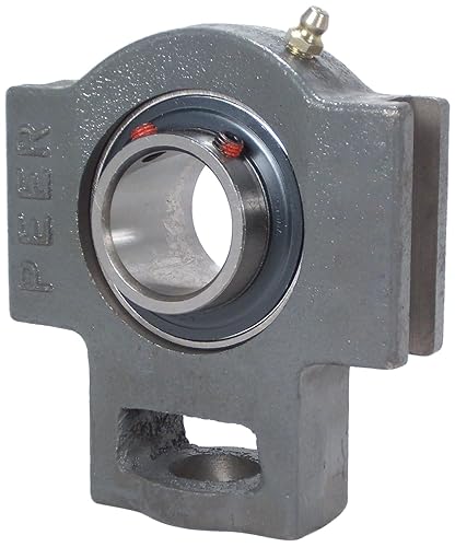 Peer Bearing UCT207-23-17/32 Cast Iron Take Up Unit, Wide Inner Ring, Relubricable, Set Screw Locking Collar, Single Lip Seal, 1-7/16' Bore, 17/32' Slot Width - Poueer