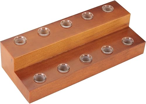 HUIZHU Wooden Slide Stand holder with Female Quartz Glass adaptor for holding 14mm 18mm 10mm glass tubes(square-14mm x 10) - Poueer