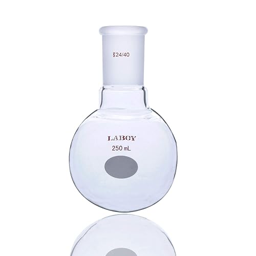 Laboy Glass 1000mL Single Neck Round Bottom Boiling Flask Heavy Wall with 24/40 Joint Heating Reaction Receiving Flask Organic Chemistry Lab Glassware - Poueer