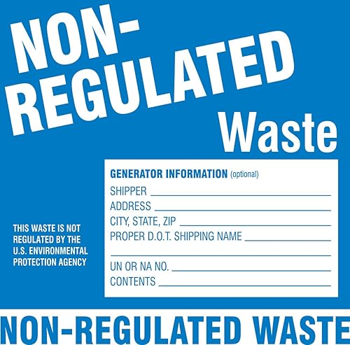 Brady 60446 PaLabels per Label Hazardous Waste Labels - Label Non-Regulated Waste , White On Blue, 6' Height x 6' Width, Legend 'Non-Regulated Waste...Etc' (100 Labels per Package) - Poueer