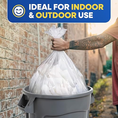 20-30 Gallon Trash Bags, Clear Trash Bags 30'W x 37'L, 8 Micron Clear Garbage Bags, 20-30 Gal High-Density Garbage Can Liners, Fits Square and Round Trash Cans, Pack of 500 - Poueer