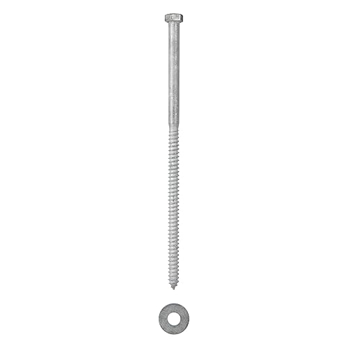 1/2 x 6 (25 Pack) Lag Screw Kit, 25 Screws and 25 washers, Hot Dip Galvanized, Meets ASME B18.2.1 Industrial/Commercial Grade by Makers Bolt - Poueer