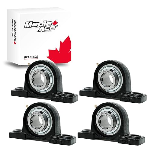 MAPLE ACE UCP207-22 Pillow Block Bearing 1-3/8' Bore, 2-Bolt, Self-Aligning, R3 Triple Lip Seal, Heavy Duty (Qty 2) - Poueer