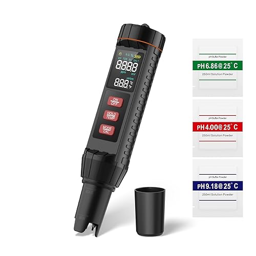 Pool Salt Tester, pH Meter, Versatile 7-in-1 Tds Salinity Tester EC Orp S.G. Temp and ph Tester Digital (0.01 Precision) for Aquarium Swimming Pool Hot Tub, Drinking, Hydroponics - Poueer