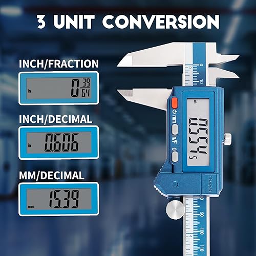Dasqua 6 Inch/150mm Digital Caliper Electronic Industrial, Stainless Steel, with Large LCD Screen and Storage Case Auto Off Featured Measuring Tool, Resolution 0.0005'/0.01mm, Accuracy 0.001”/0.02mm - Poueer